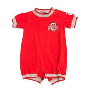 VINTAGE Ohio State 6-9 months Buckeyes Baby Romper Red Gray Collegiate Licensed